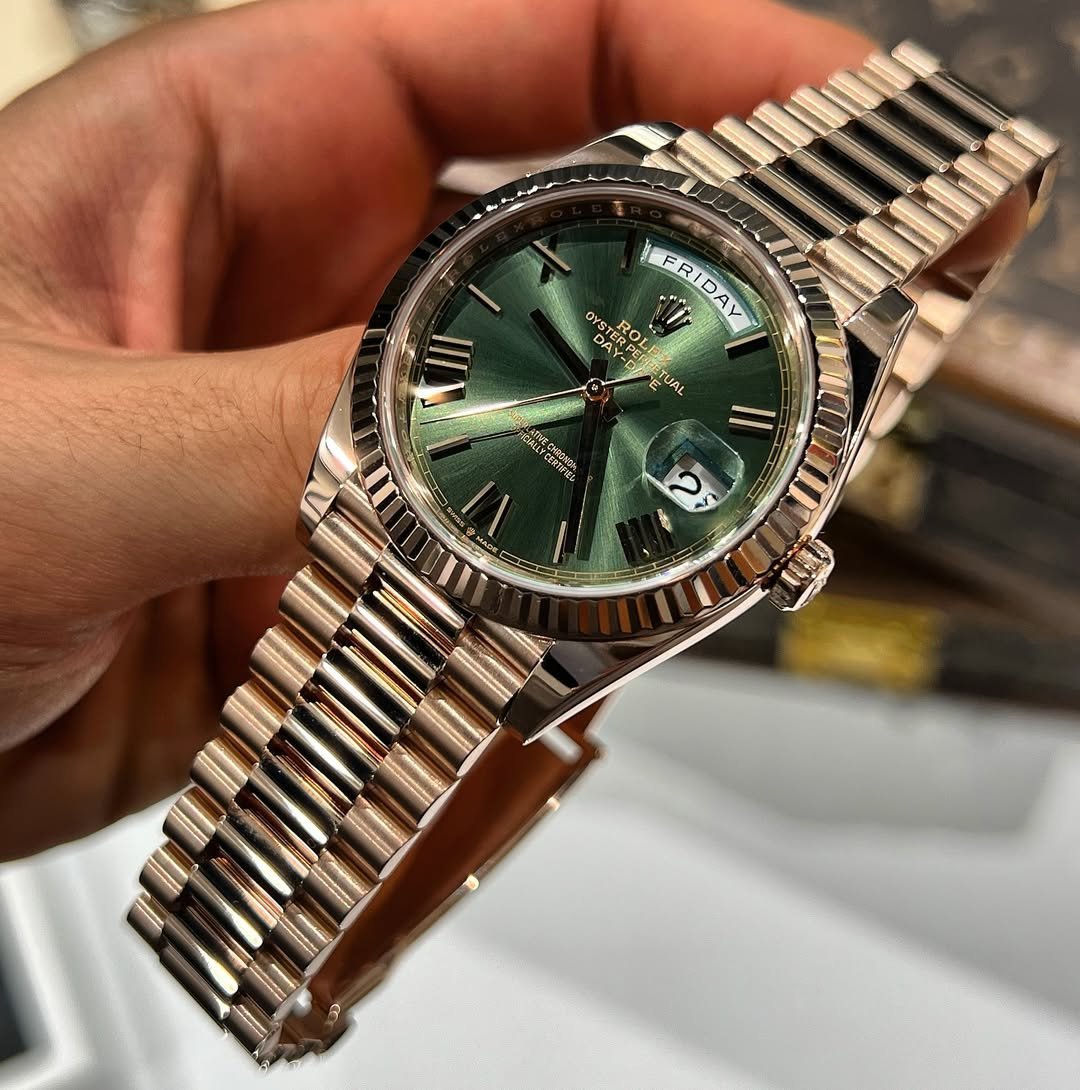 ROLEX DAY-DATE ROSE GOLD OLIVE GREEN DAIL