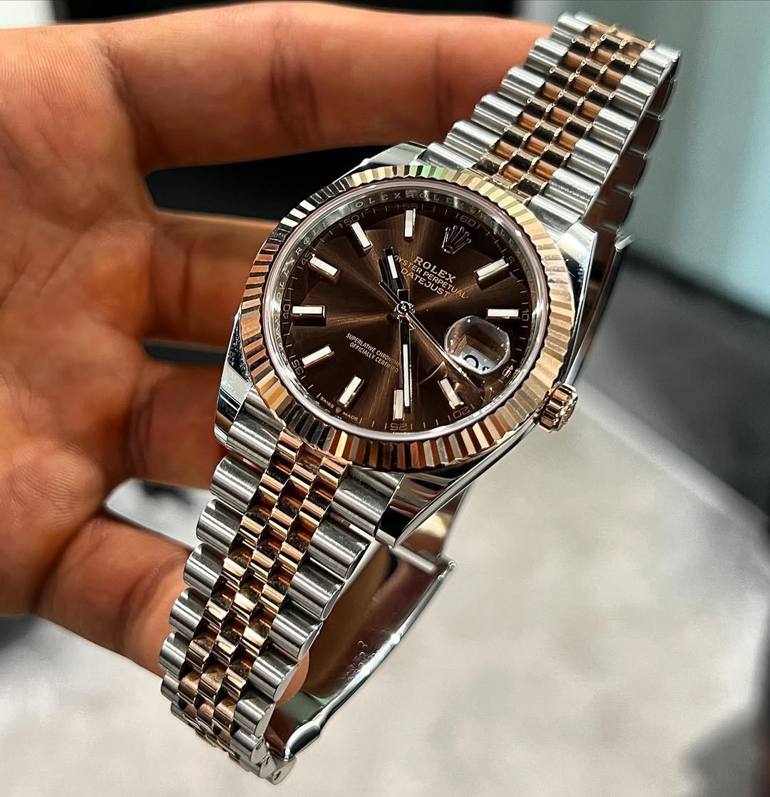 ROLEX ROSE GOLD DAIL TWO TON CHAIN